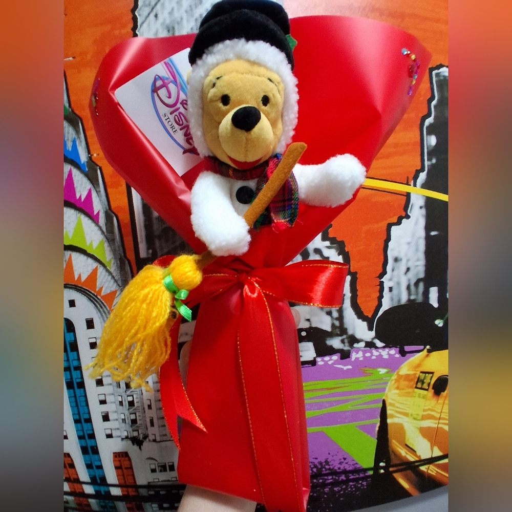 🔥 BOUQUET Disney WINNIE DE POOH Christmas Plush & FREE GIFT NWT